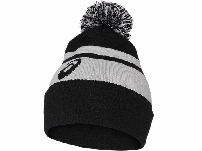 gorro unisex con pompón Asics 4L68789 negro/gris claro jaspeado