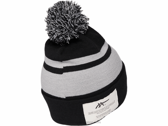 gorro unisex con pompón Asics 4L68789 negro/gris claro jaspeado