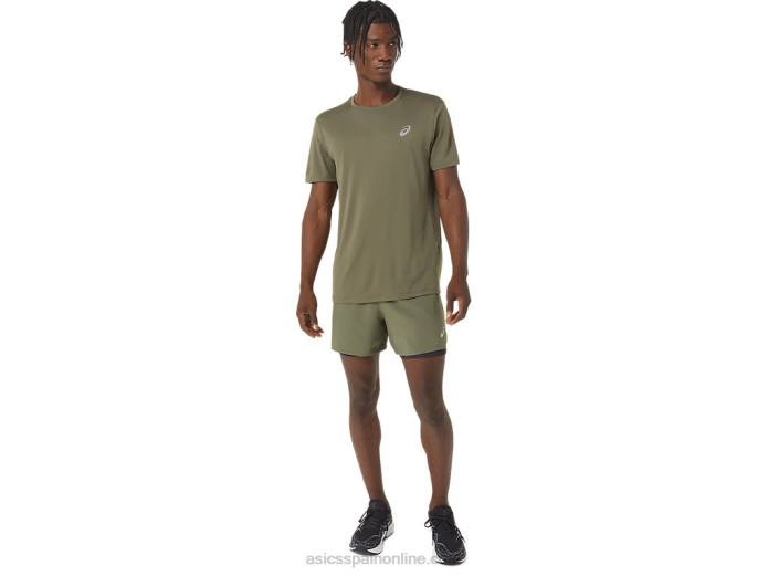 carretera hombre 2-n-1 5in short Asics 4L681122 verde manto/negro rendimiento