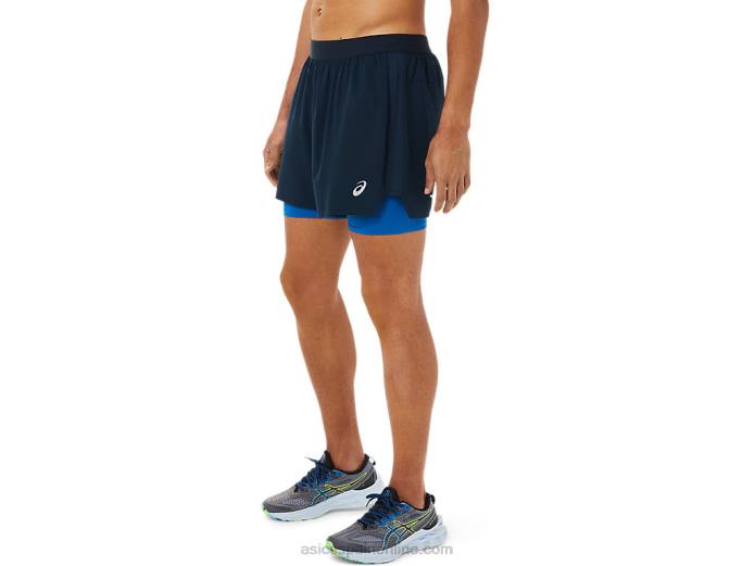 carretera hombre 2-n-1 5in short Asics 4L681534 unidad de azul francés/lago