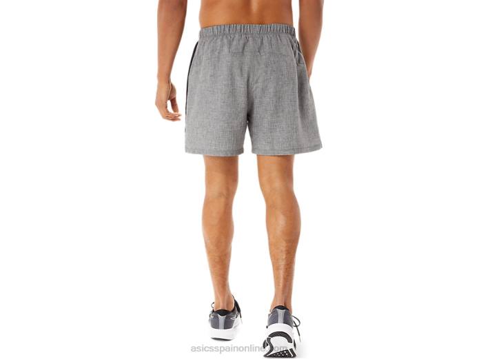 conjunto de hombre 5in short Asics 4L68974 jaspeado gris oscuro/negro