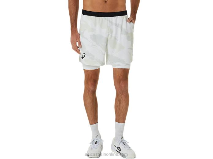 gráfico de partido de hombres 7in short Asics 4L68476 blanco brillante