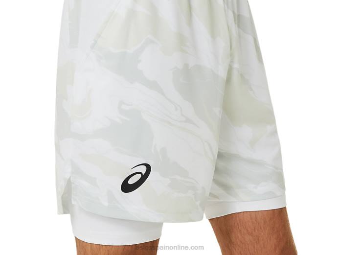 gráfico de partido de hombres 7in short Asics 4L68476 blanco brillante