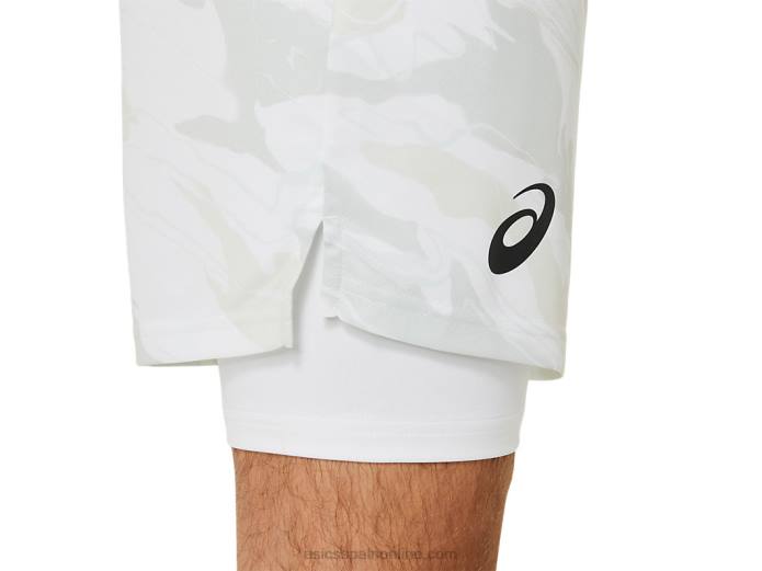 gráfico de partido de hombres 7in short Asics 4L68476 blanco brillante