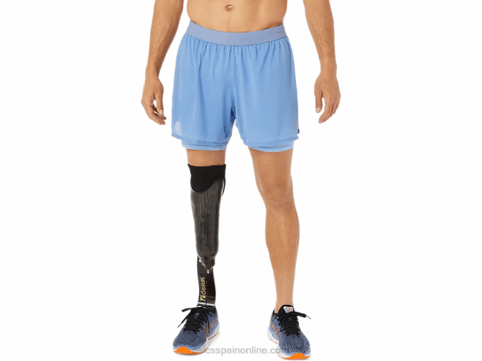hombres ventilar 2-n-1 5in corto Asics 4L681322 armonía azul/bienaventuranza azul