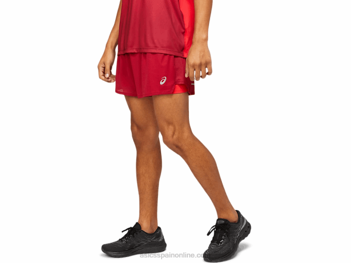 hombres ventilar 2-n-1 5in corto Asics 4L681803 burdeos/rojo eléctrico