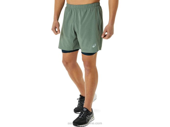 pantalón corto 7 en 2 en 1 para hombre Asics 4L681352 liquen verde brezo/azul francés