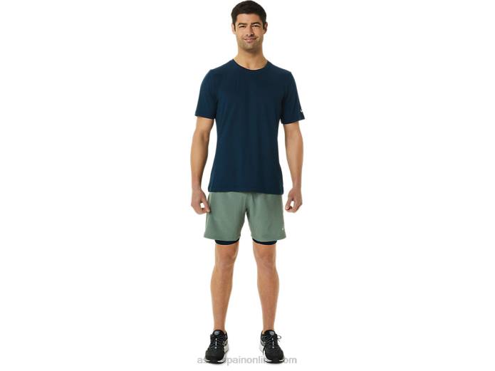 pantalón corto 7 en 2 en 1 para hombre Asics 4L681352 liquen verde brezo/azul francés