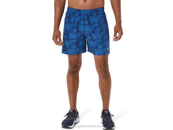 pantalón corto de 5 pulgadas pr lyte para hombre Asics 4L681040 tie-dye estampado azul/perforado negro