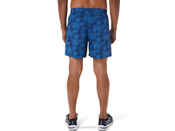 pantalón corto de 5 pulgadas pr lyte para hombre Asics 4L681040 tie-dye estampado azul/perforado negro