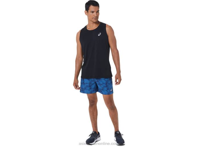 pantalón corto de 5 pulgadas pr lyte para hombre Asics 4L681040 tie-dye estampado azul/perforado negro