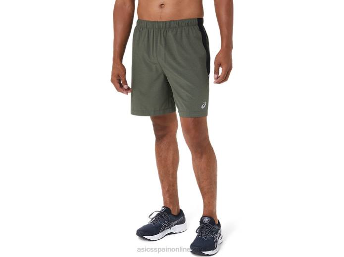 pantalón corto de 7 pulgadas pr lyte para hombre Asics 4L681022 manto verde htr/perf negro