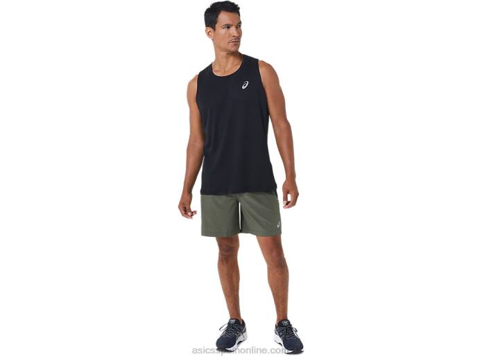 pantalón corto de 7 pulgadas pr lyte para hombre Asics 4L681022 manto verde htr/perf negro