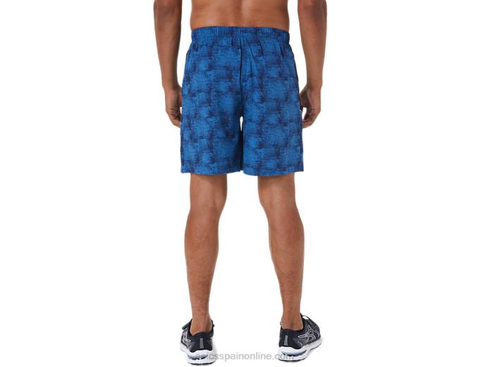 pantalón corto de 7 pulgadas pr lyte para hombre Asics 4L681029 tie-dye azul/perforado negro
