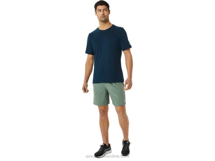 pantalón corto de 7 pulgadas pr lyte para hombre Asics 4L681362 estampado verde liquen/azul francés