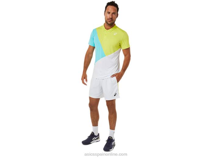 pantalón corto de corte color block para hombre Asics 4L681480 blanco brillante