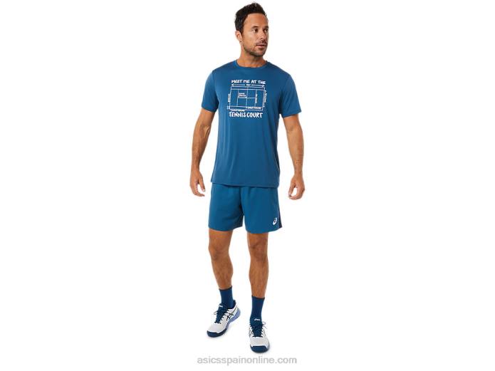 pantalón corto de corte color block para hombre Asics 4L681493 índigo claro