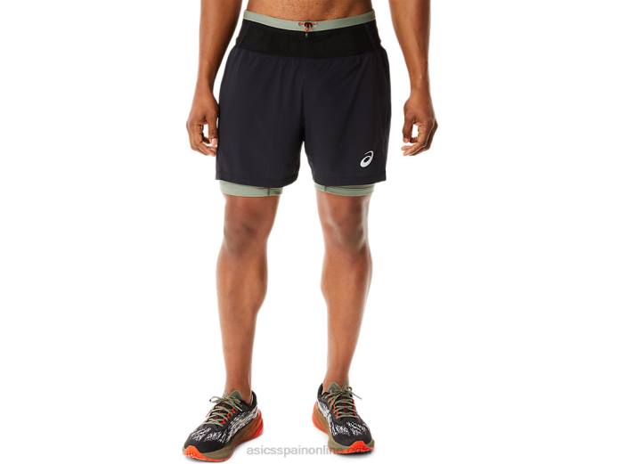 pantalón corto fujitrail hombre Asics 4L681139 rendimiento negro/verde liquen