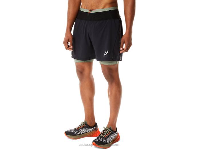 pantalón corto fujitrail hombre Asics 4L681139 rendimiento negro/verde liquen