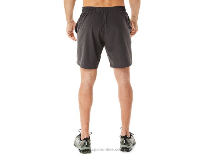 pantalón corto tejido de 7 pulgadas para hombre Asics 4L68953 gris obsidiana