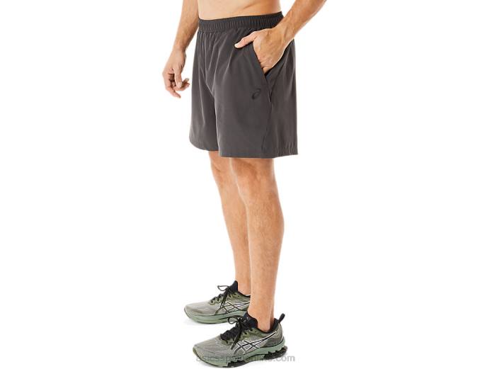 pantalón corto tejido de 7 pulgadas para hombre Asics 4L68953 gris obsidiana