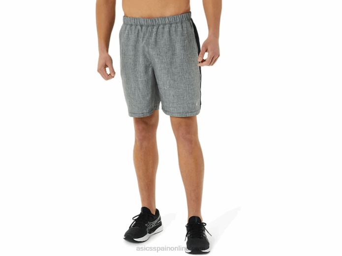 pantalones cortos de 7in para hombre Asics 4L68918 jaspeado gris oscuro/negro