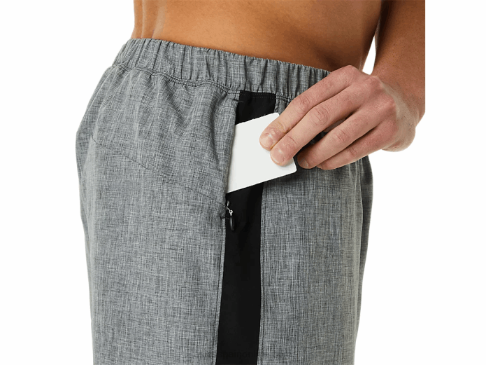 pantalones cortos de 7in para hombre Asics 4L68918 jaspeado gris oscuro/negro