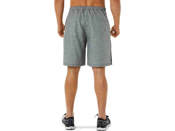 pantalones cortos de 9 pulgadas listos para usar para hombres Asics 4L68921 jaspeado gris oscuro/negro