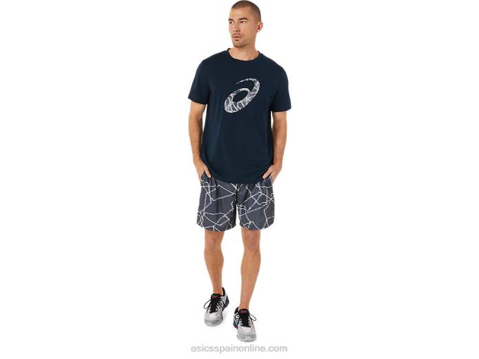 shorts de hombre de temporada con estampado integral Asics 4L681436 portador gris