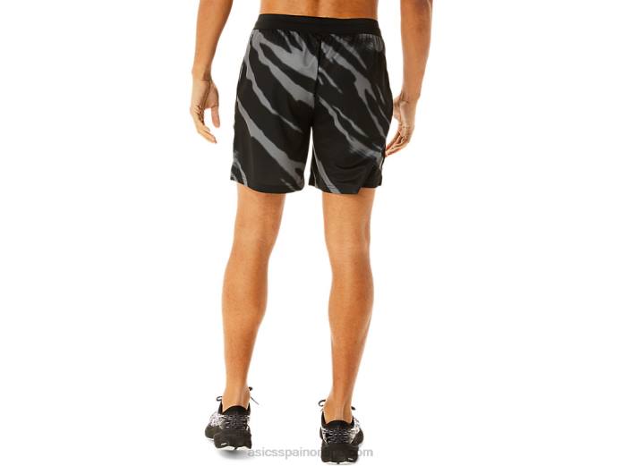 shorts de hombre de temporada con estampado integral Asics 4L68995 rendimiento negro/gris grafito