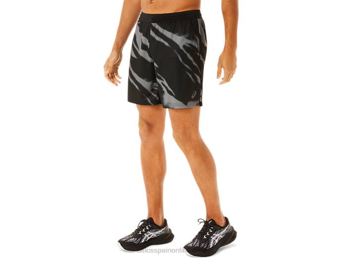 shorts de hombre de temporada con estampado integral Asics 4L68995 rendimiento negro/gris grafito
