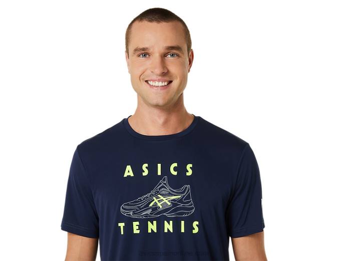 camiseta con estampado de zapatos de salón para hombre Asics 4L68520 medianoche