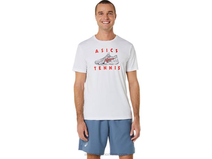 camiseta con estampado de zapatos de salón para hombre Asics 4L68534 blanco brillante