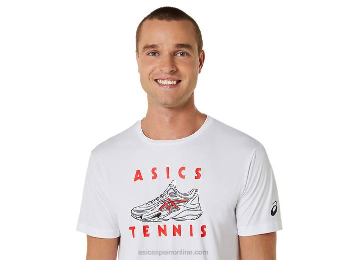 camiseta con estampado de zapatos de salón para hombre Asics 4L68534 blanco brillante