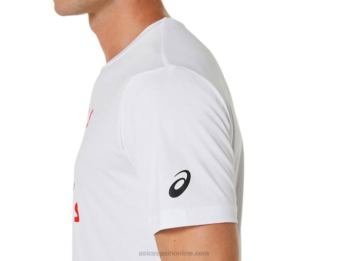 camiseta con estampado de zapatos de salón para hombre Asics 4L68534 blanco brillante