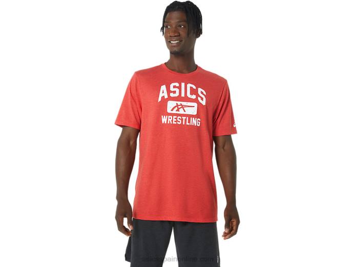 camiseta con gráfico de lucha libre unisex Asics 4L68848 brezo rojo clásico