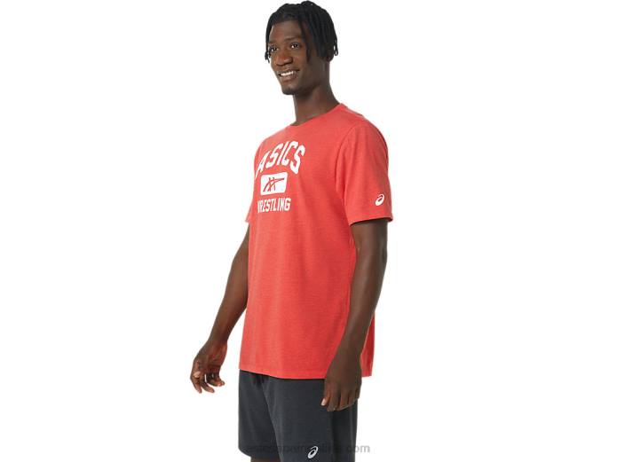 camiseta con gráfico de lucha libre unisex Asics 4L68848 brezo rojo clásico