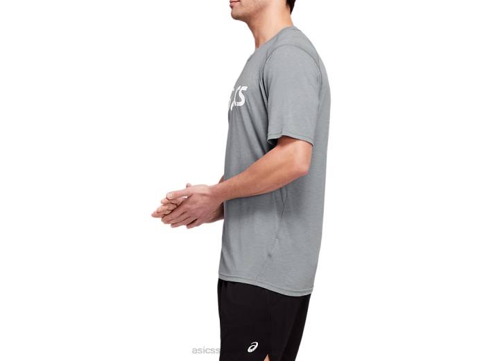 camiseta de entrenamiento de manga corta triblend para hombre Asics 4L681987 yeso jaspeado/blanco