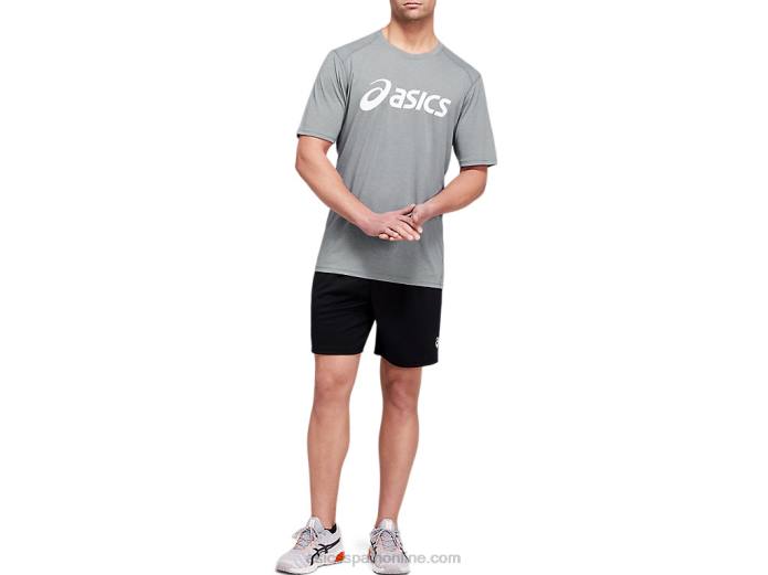 camiseta de entrenamiento de manga corta triblend para hombre Asics 4L681987 yeso jaspeado/blanco