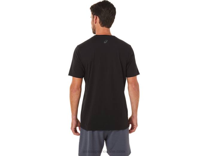 camiseta de manga corta con bolsillo a rayas Asics 4L681650 rendimiento negro