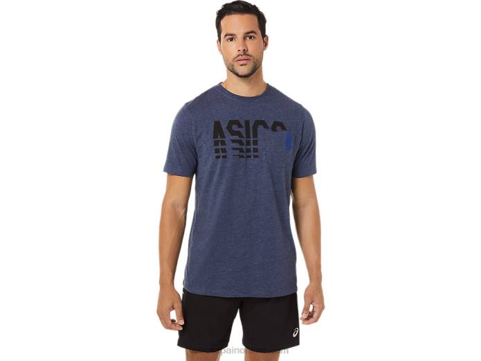 camiseta de manga corta con bolsillo a rayas Asics 4L681731 brezo chaquetón