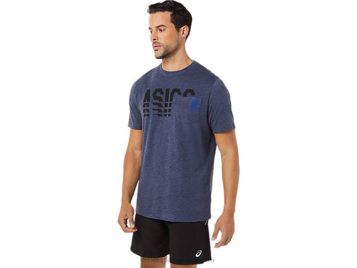 camiseta de manga corta con bolsillo a rayas Asics 4L681731 brezo chaquetón