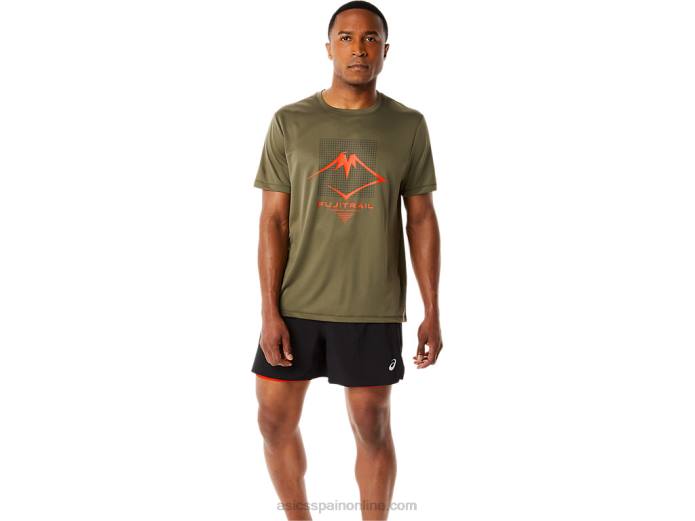 camiseta de manga corta con logo fujitrail para hombre Asics 4L681091 manto verde