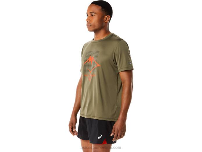camiseta de manga corta con logo fujitrail para hombre Asics 4L681091 manto verde