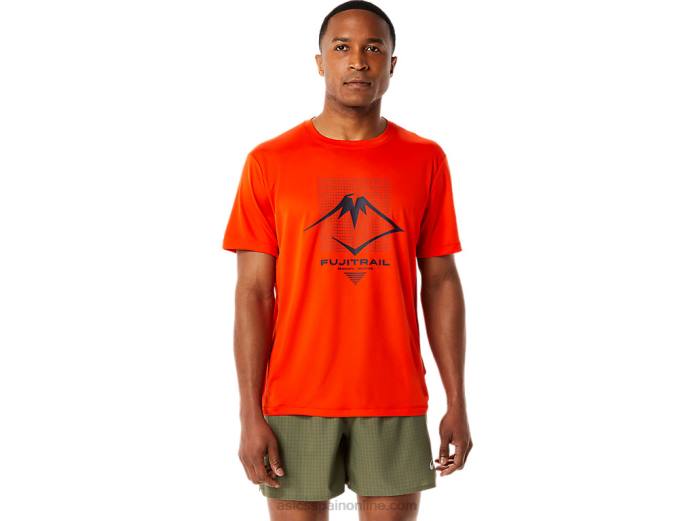 camiseta de manga corta con logo fujitrail para hombre Asics 4L681114 tomate cherry