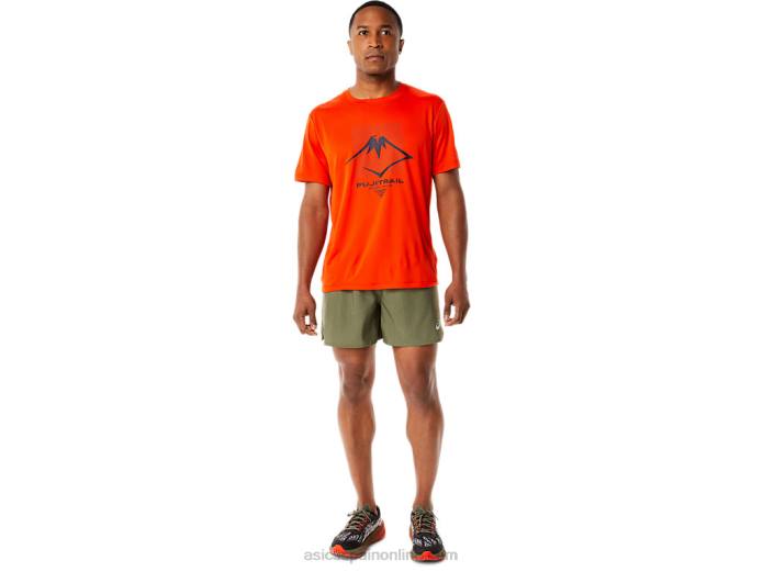 camiseta de manga corta con logo fujitrail para hombre Asics 4L681114 tomate cherry