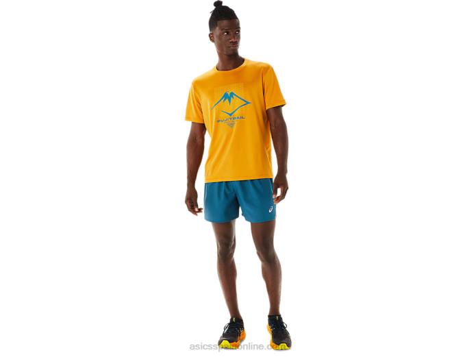 camiseta de manga corta con logo fujitrail para hombre Asics 4L68420 tormenta de arena