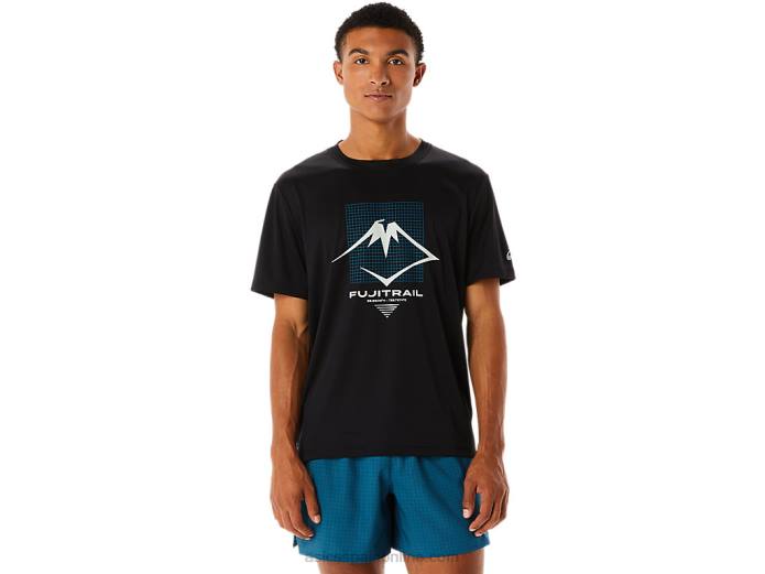 camiseta de manga corta con logo fujitrail para hombre Asics 4L68526 rendimiento negro