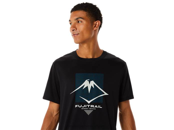 camiseta de manga corta con logo fujitrail para hombre Asics 4L68526 rendimiento negro