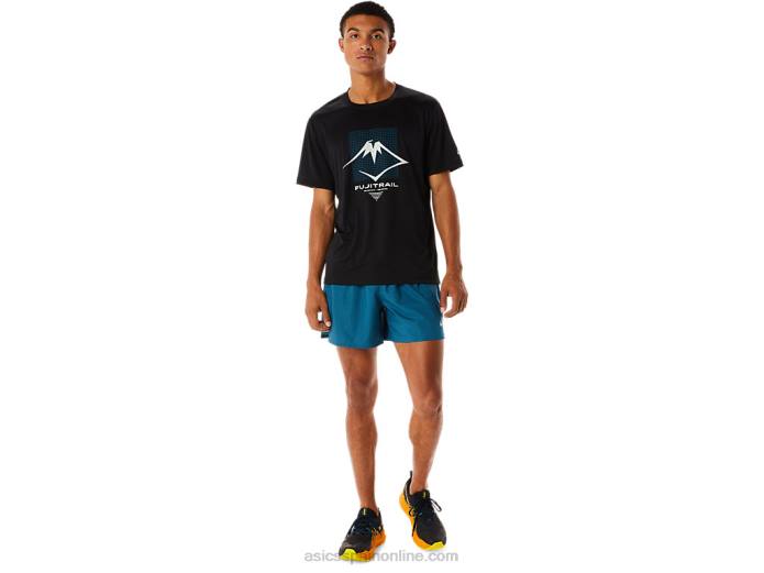 camiseta de manga corta con logo fujitrail para hombre Asics 4L68526 rendimiento negro